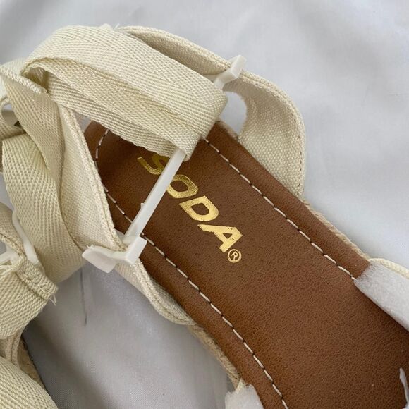 Soda NWT Boho Coquette Cream White Crochet Lace Up Ballerina Sandals 7.5 - Picture 5 of 5